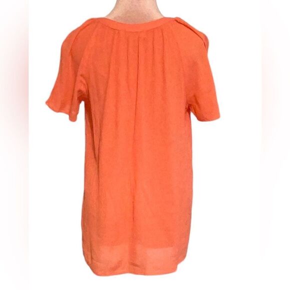 MICHAEL KORS CORAL SHORT SLEEVE TOP BLOUSE CRINKLE SIZE MEDIUM - Picture 6 of 8